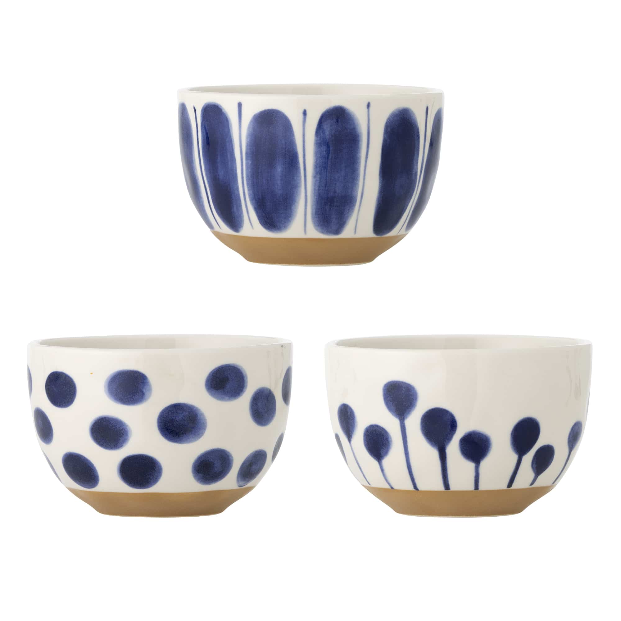 CREATIVE COLLECTION Linora skål - blå stentøj (sæt af 3)
