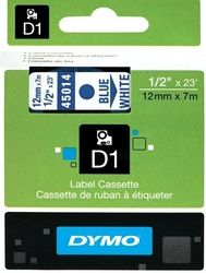 Dymo D1 45014 Tape / 12mm. x 7m / Blå Tekst / Hvid Tape