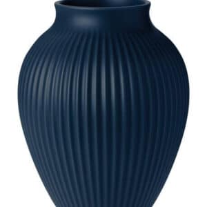 Knabstrup Vase med riller H27 cm mat mørk blå
