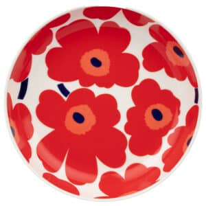Marimekko Unikko dyb tallerken 20,5 cm, rød/hvid/blå