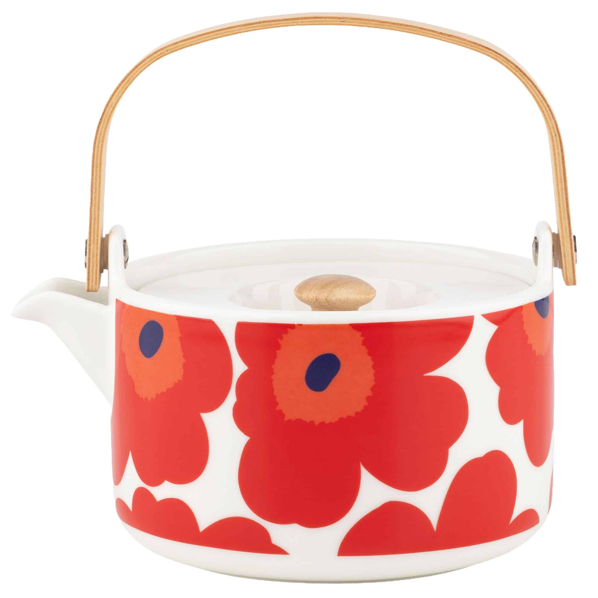 Marimekko Unikko tekande 7 dl, hvid, rød, blå