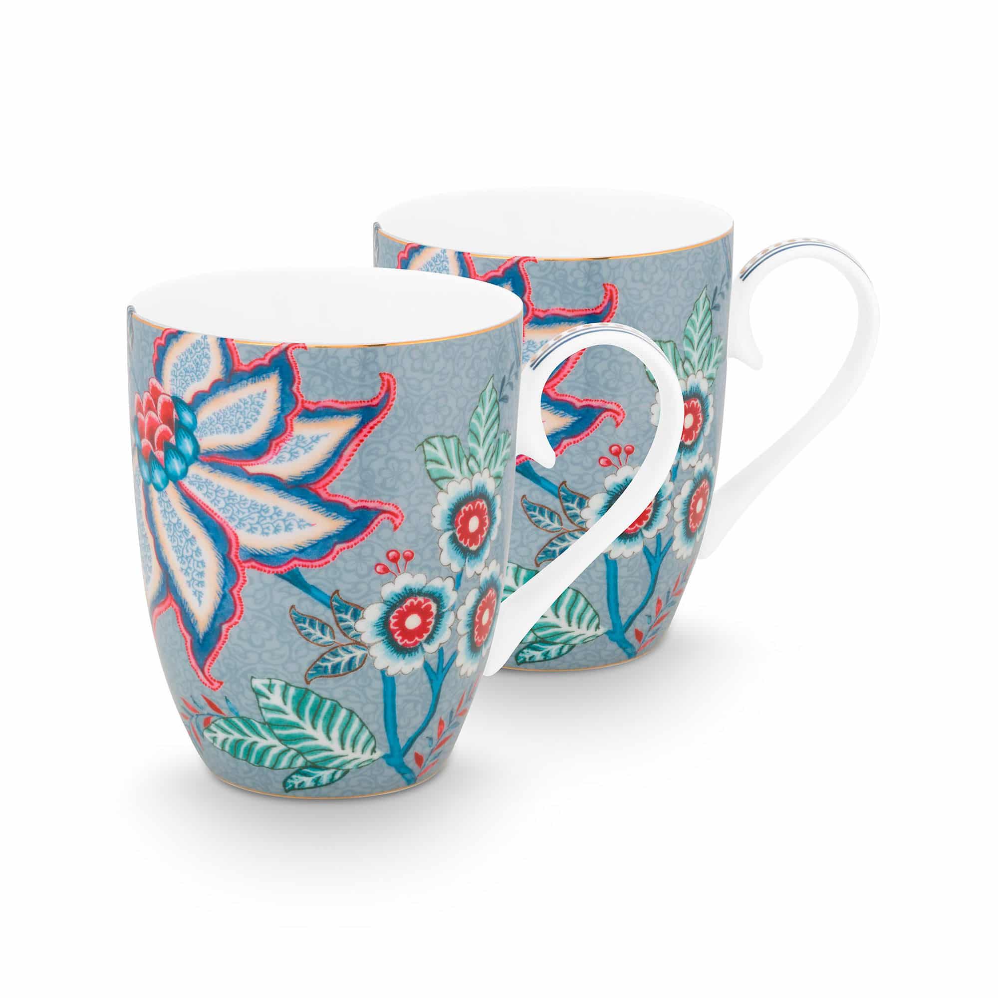 PIP Studio Flower Festival krus 35 cl 2-pak, blå