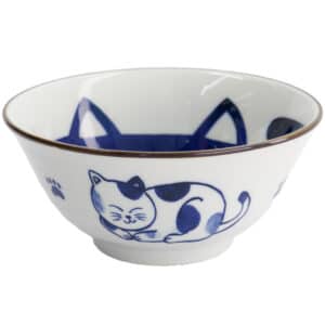 Tokyo design studio Kawaii Tayo Cat Neko skål 0,5 liter, blå/hvid (33413)