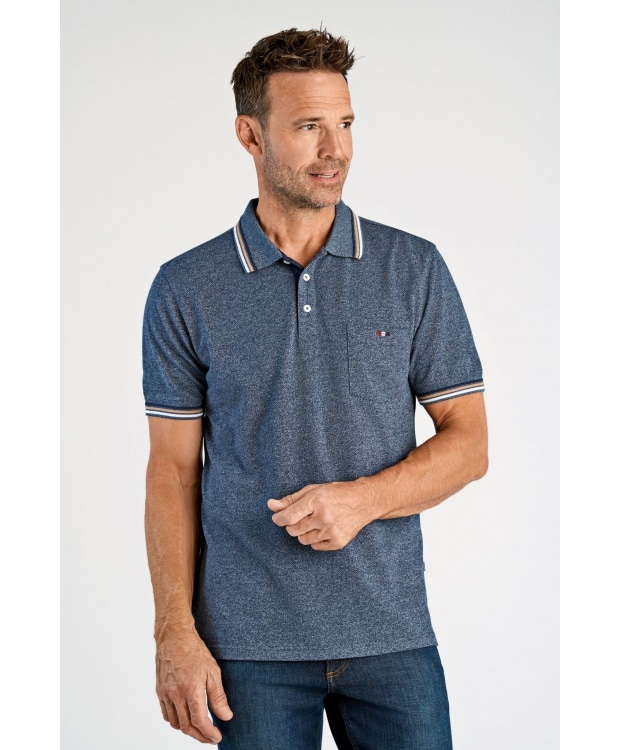Bison regular fit-poloshirt i blå med beige striber til herre