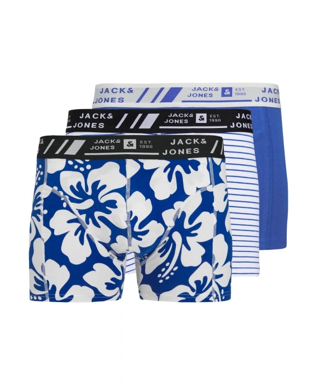 Jack & Jones 3-pak trunks i blå nuancer med print til herre