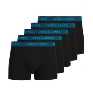 Jack & Jones 5pak sort boksershorts med blå linning til herre