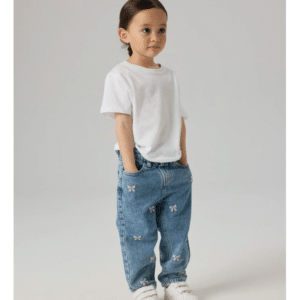 Name it MOM EMB JEANS i blå denim med sløjfer til piger