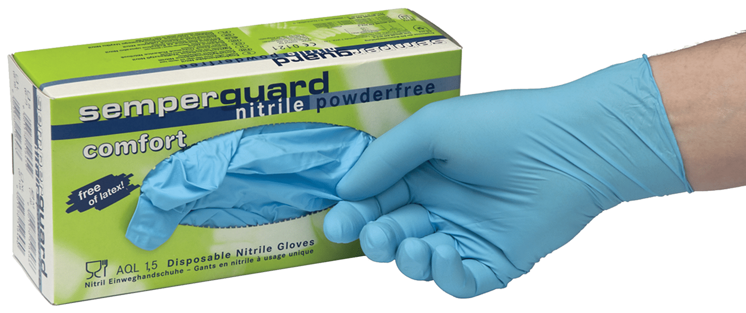 Semperguard nitrilhandsker blå pudderfri pk/100 S