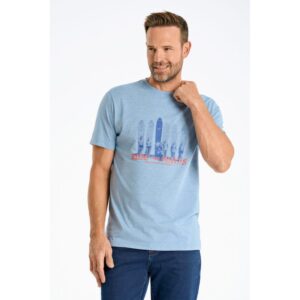 Bison printet T-shirt i blå til herre
