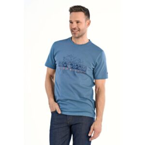 Bison printet T-shirt i støvet blå til herre
