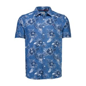 Bison printet piquépoloshirt i blå til herre - model 80-431071